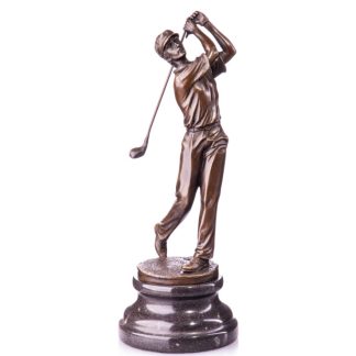 Bronze Figur Golfspieler beim Abschlag 28cm
