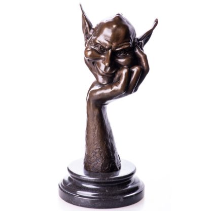 Farbige Bronzefigur Kobold auf Hand 416x416 - Bronzefigur "Kobold auf Hand" 26x12x12cm