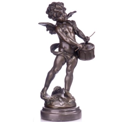 Bronze Figur Engel mit Trommel 31x16x11cm 416x416 - Bronze Figur "Engel mit Trommel" 31x16x11cm