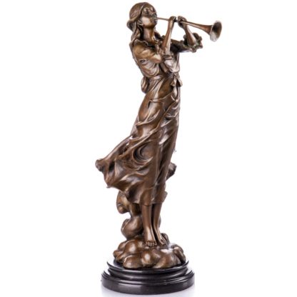 Bronze Figur Frau mit Klarinette 49cm