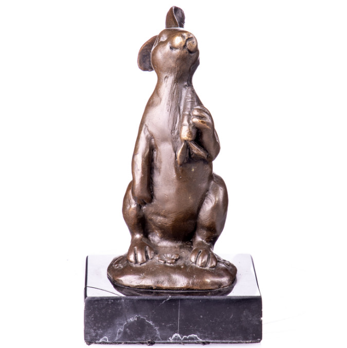 Bronze Figur Tier Hase mit Möhre 14cm - Bronze Figur Tier "Hase mit Möhre" 14cm