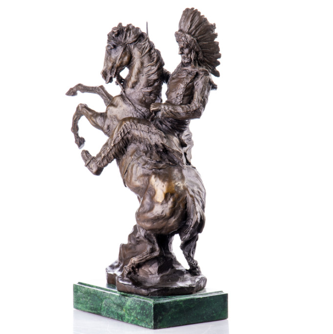 Bronze Figur Western Indianerhäuptling zu Pferd 45cm2 Bronze Figur Western Indianerhäuptling zu Pferd 45cm2