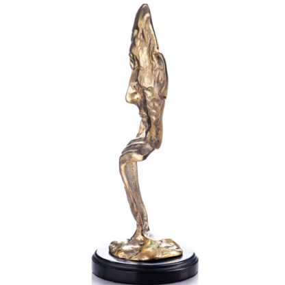 Moderne Bronzefigur Denker Maske Gold2