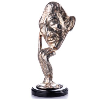 Moderne Bronzefigur Denker Maske Silber