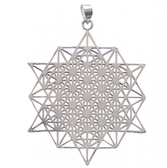 Anhänger 64-Tetraeder Messing versilbert 6cm