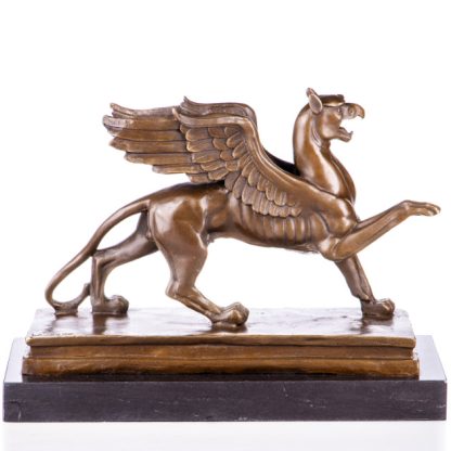 Bronzefigur Fabelwesen Greif - halb Adler halb Löwe 23x31cm
