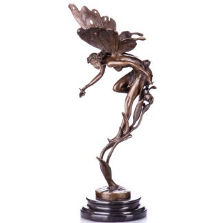 Bronzefigur Fee - mit Blume 47cm
