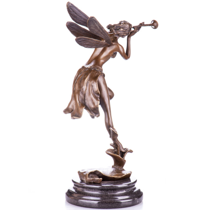 Bronzefigur Fee - mit Trompete 39cm3 Bronzefigur "Fee - mit Trompete" 39cm – Bild 3