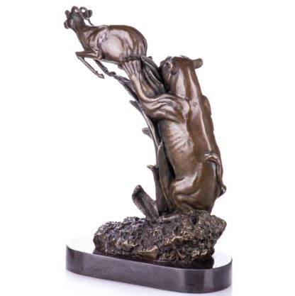 Bronze Figur Tier "Löwe mit Antilope" 32cm – Bild 3