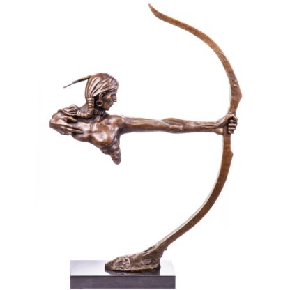 Moderne Bronzefigur Indianer mit Bogen 85cm