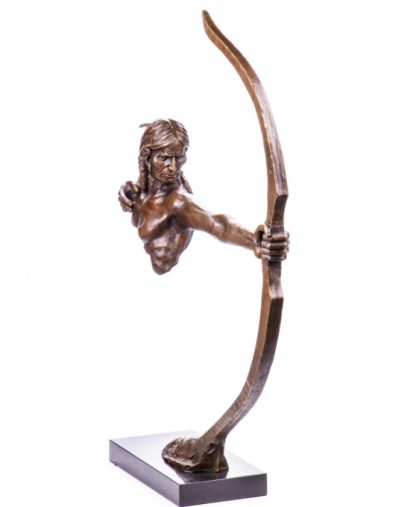 Moderne Bronzefigur Indianer mit Bogen2