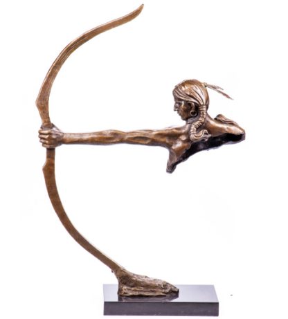 Moderne Bronzefigur Indianer mit Bogen 85cm – Bild 3