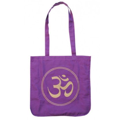 Tasche OM Baumwolle lila-gold 40x40cm
