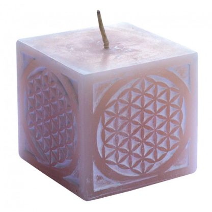 Kerze Cube Blume des Lebens 7x7cm