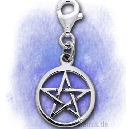 Anhänger Charm-Clip mit Pentagramm aus 925-Silber