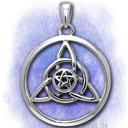 Anhänger Charmed mit Pentagramm im Kreis aus 925-Silber