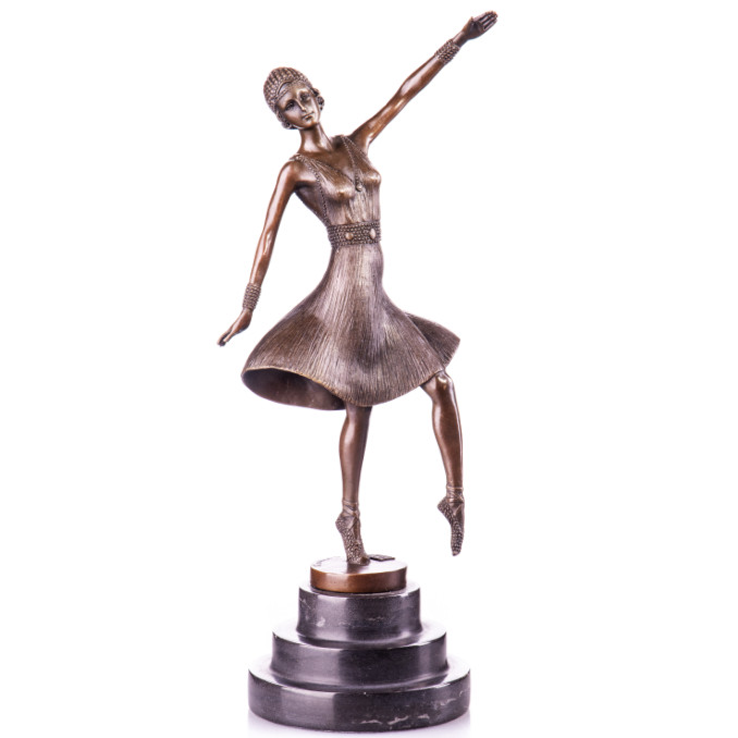 Bronze Figur Art Deco Tänzerin 34cm - Bronze Figur "Art Deco Tänzerin" 34cm