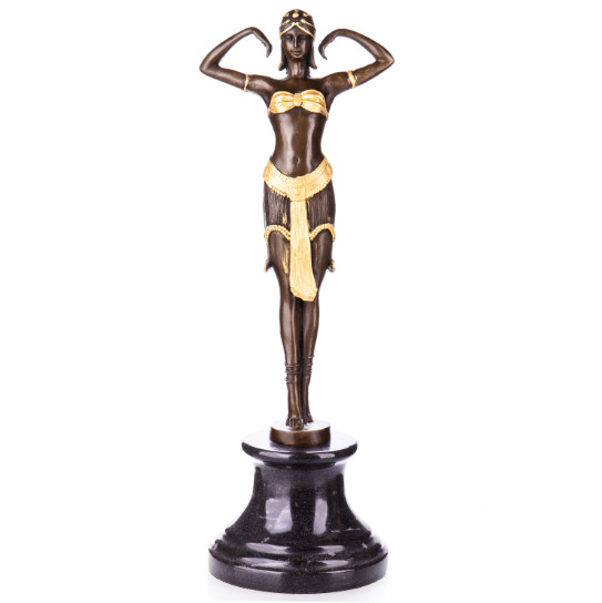 Bronze Figur Art Deco Tänzerin nach D.H.Chiparus farbig 43cm