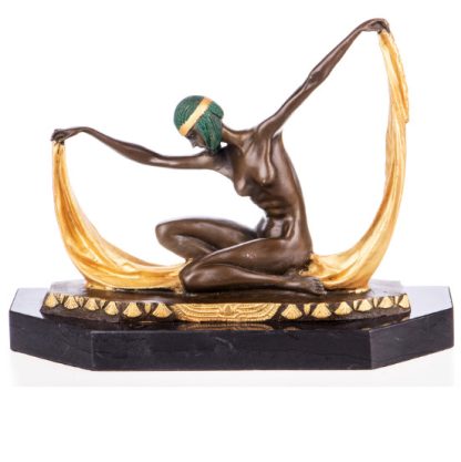 Bronze Figur Art Deco Tänzerin farbig 21cm