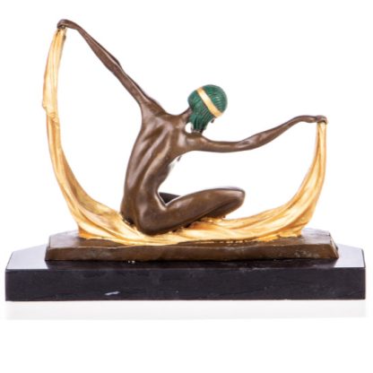 Bronze Figur "Art Deco Tänzerin" farbig 21cm – Bild 3