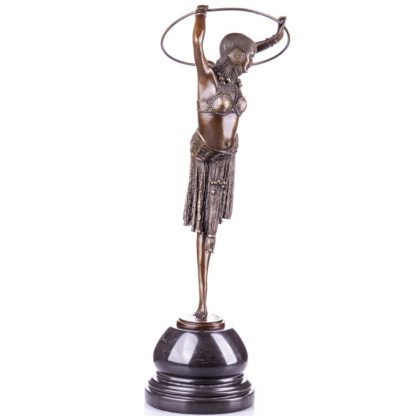 Bronze Figur Art Deco Tänzerin mit Ring nach D.H.Chiparus 52cm2