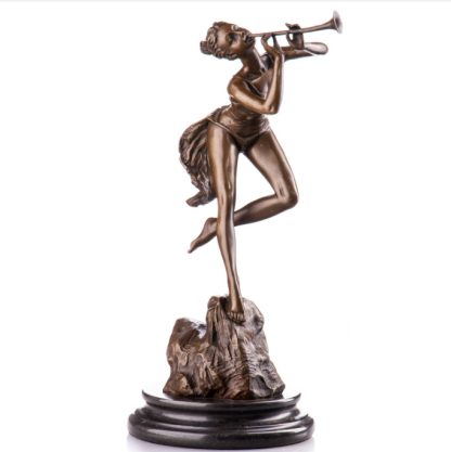 Bronze Figur Frau mit Klarinette 38cm