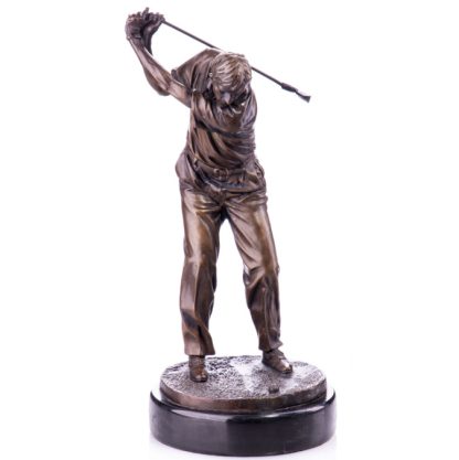 Bronze Figur "Golfspieler beim Abschlag" 32cm