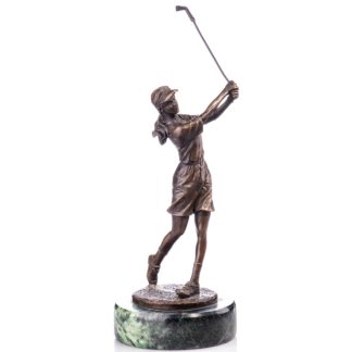 Bronze Figur Golfspielerin beim Abschlag 30cm
