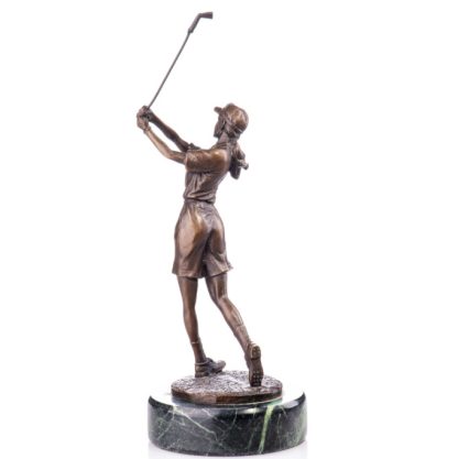 Bronze Figur Golfspielerin beim Abschlag 30cm2