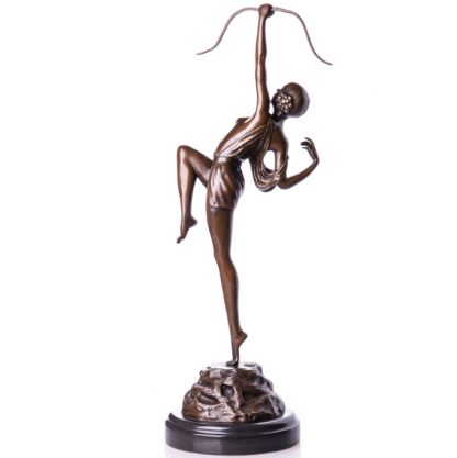 Bronze Figur Götter Art Deco Diana mit Bogen 52cm2
