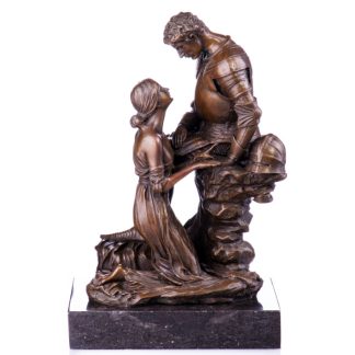 Bronze Figur Helden "Ritter mit Frau" 27cm