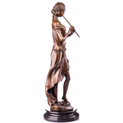 Bronze Figur Jugendstil - "Frau mit Flöte" 52cm – Bild 3