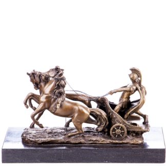 Bronze Figur Militär "Römischer Krieger mit Streitwagen" 20cm