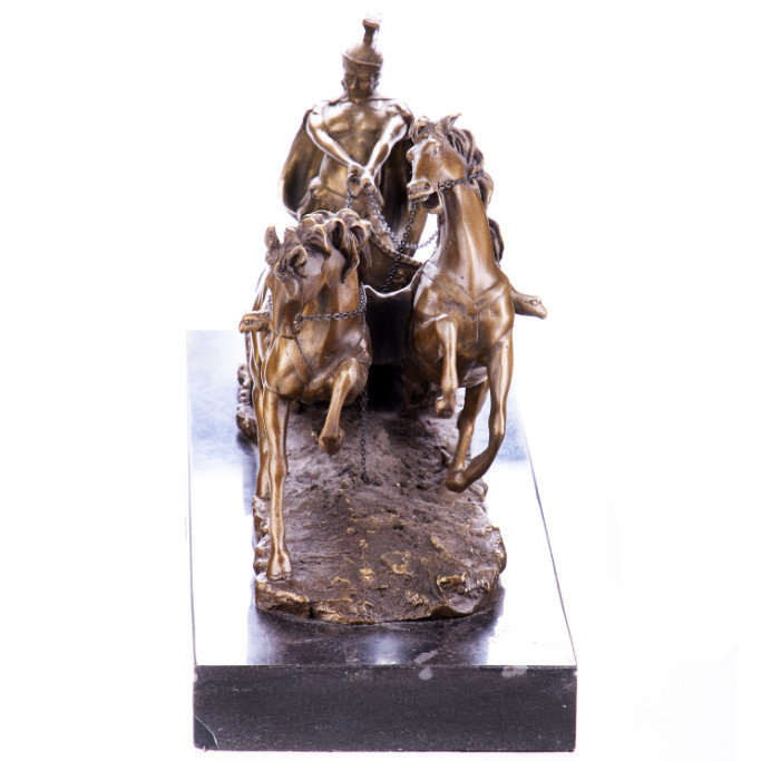 Bronze Figur Militär Römischer Krieger mit Streitwagen 20cm2 Bronze Figur Militär Römischer Krieger mit Streitwagen 20cm2
