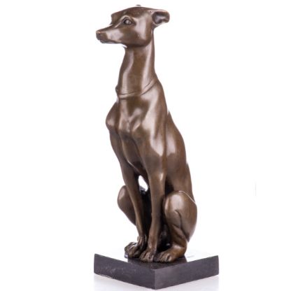 Bronze Figur Tier Hund Windhund sitzend 27cm