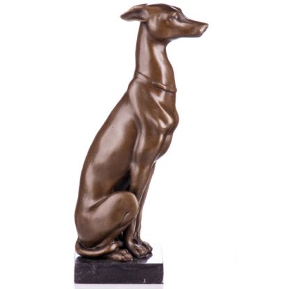Bronze Figur Tier Hund Windhund sitzend 27cm2