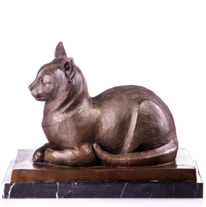 Bronze Figur Tier Katze - liegend 29x38cm