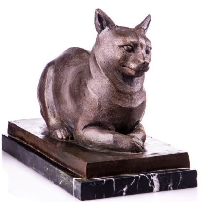 Bronze Figur Tier Katze - liegend 29x38cm2