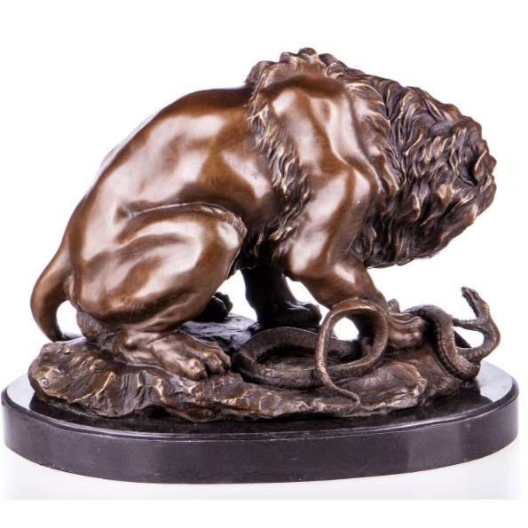 Bronze Figur Tier Löwe mit Schlange 32x42x22_3 Bronze Figur Tier "Löwe mit Schlange" 32x42x22cm – Bild 3