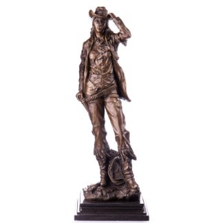 Bronze Figur Western Cowgirl 55cm