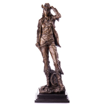 Bronze Figur Western Cowgirl 55cm