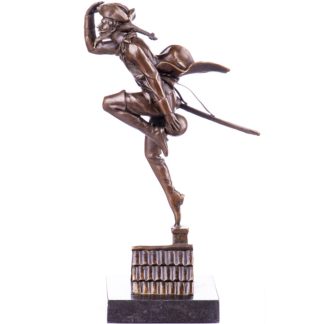 Bronzefigur Adel - "Baron Münchhausen auf Kanonenkugel" 24cm