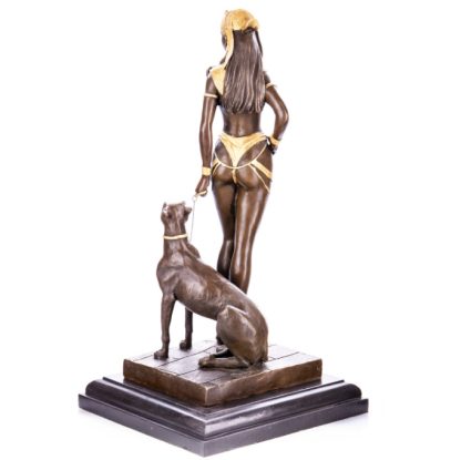 Farbige Bronze Figur Art Deco "Cleopatra mit Panther" 58cm – Bild 3