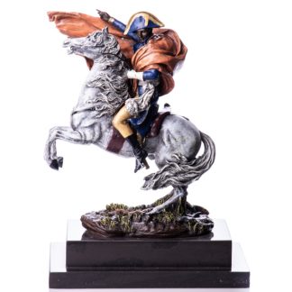Farbige Bronze Figur Militär "Napoleon mit Pferd" 31cm