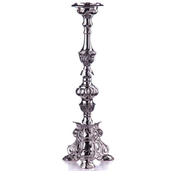 Kerzenständer Messing vernickelt Barockstil 30x10x10cm Kerzenständer Messing vernickelt Barockstil 30x10x10cm