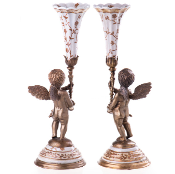 Kerzenständer Engel mit Blumenranken 2er Set 40x17x14cm2 Kerzenständer Engel mit Blumenranken 2er Set 40x17x14cm2