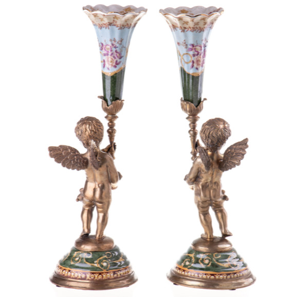 Kerzenständer Engel mit bunten Blumen (2) 2er Set 40x17x14cm2 Kerzenständer Engel mit bunten Blumen (2) 2er Set 40x17x14cm2