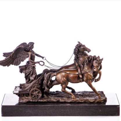 Bronze Figur Engel mit Streitwagen 20x31cm