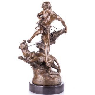 Bronze Figur Helden - Kampf gegen Tiger 58cm