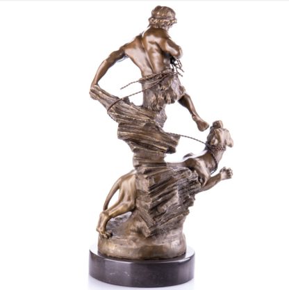 Bronze Figur Helden - "Kampf gegen Tiger" 58cm – Bild 4